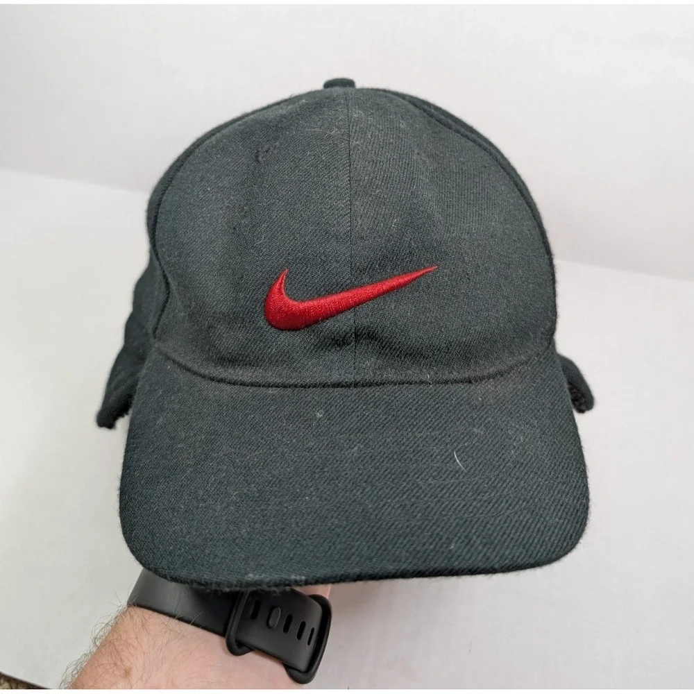 Vintage Nike Trapper Hat L/XL Black Fleece Lined Ear Flaps